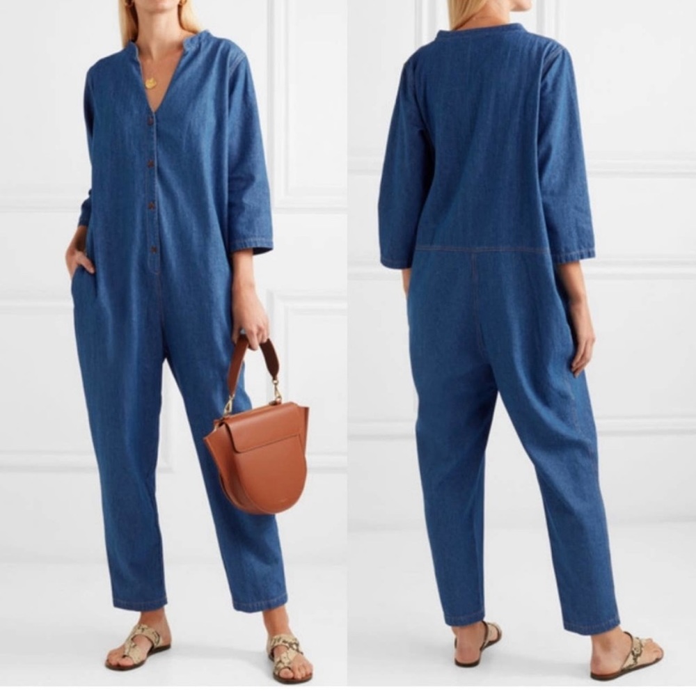 HATCH Maternity Rae Blue Denim Jumpsuit